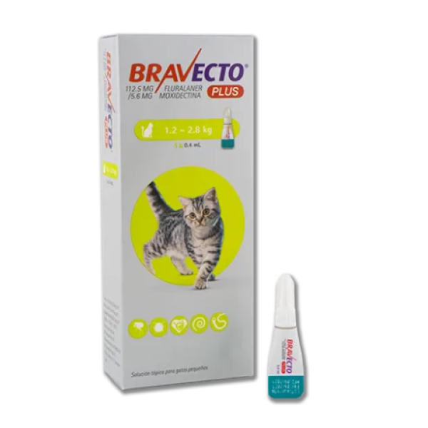 Bravecto plus Pipeta 1.2-2.8kg Gato
