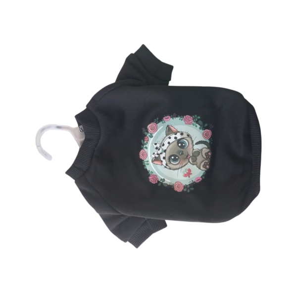 Sueter negro con gatita talla S