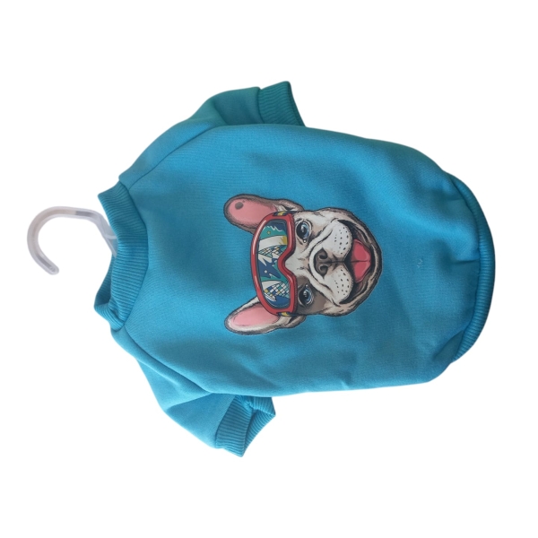 Sueter celeste con bulldog talla M