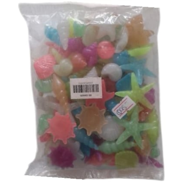 Accesorios para peceras (piedras y estrellas de colores brillantes)